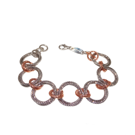 Bracciale Donna catena diamantata in Argento bianco e rosè FRABOSO (BR0353BBC)