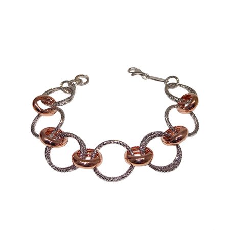 Bracciale Donna catena diamantata in Argento bianco e rosè FRABOSO (BR03549BC)